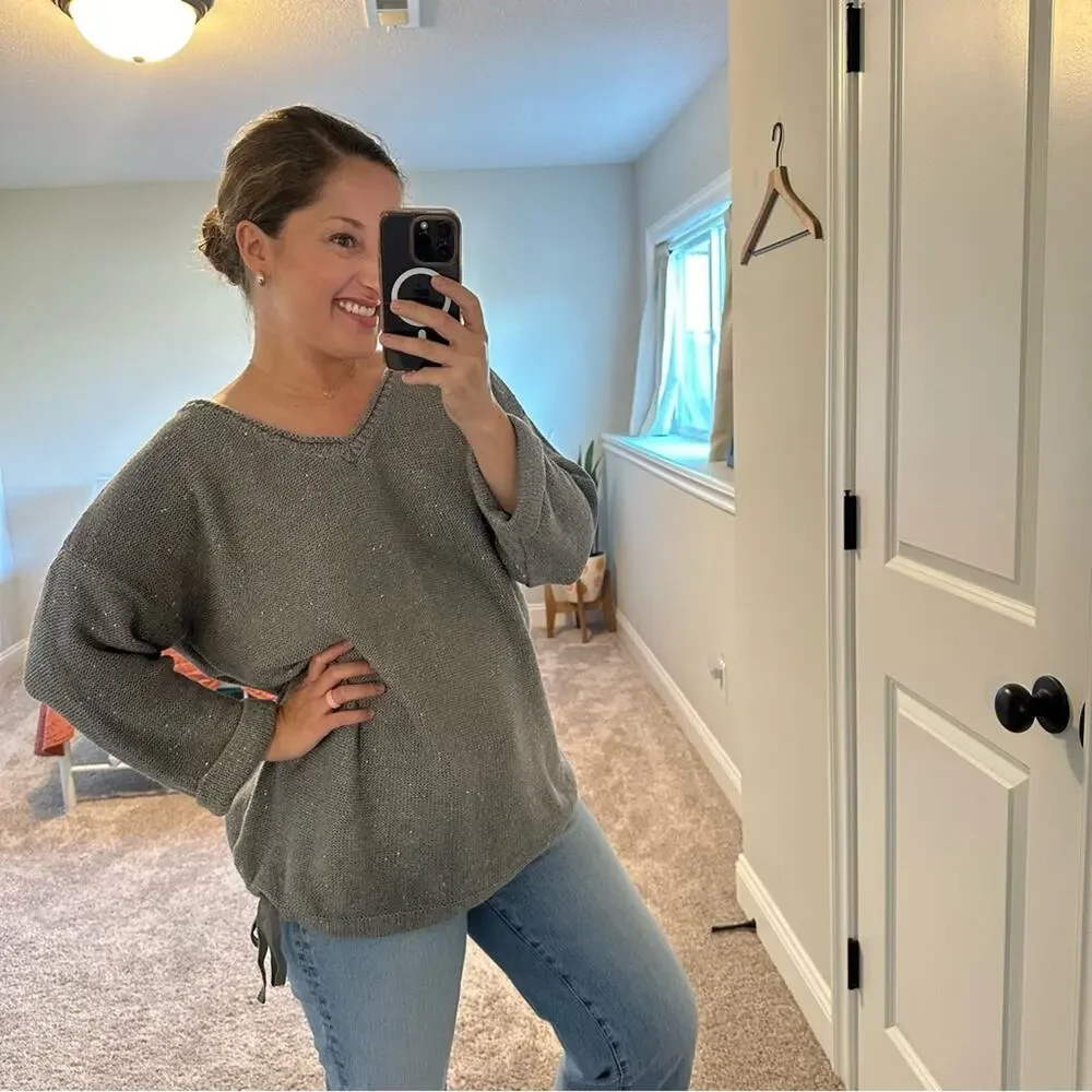 DKNY Jeans Gray Sequin Sweater 2X - Picture 3 of 12